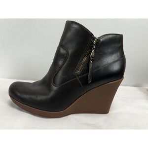 UGG Meredith Lodge Wedge Leather  Ankle Boots 9.5 VGUC Dark Brown Zippers Bootie